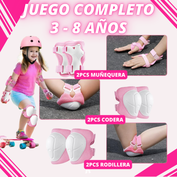 Rideez | Kit De Protección Bicicleta de Equilibrio y Patines para Niño Niña Rodilleras + Coderas + Muñequeras - Rosa - Image 4