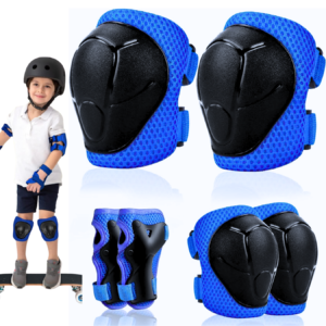 Rideez | Kit De Protección Bicicleta de Equilibrio y Patines para Niño Niña Rodilleras + Coderas + Muñequeras - Azul