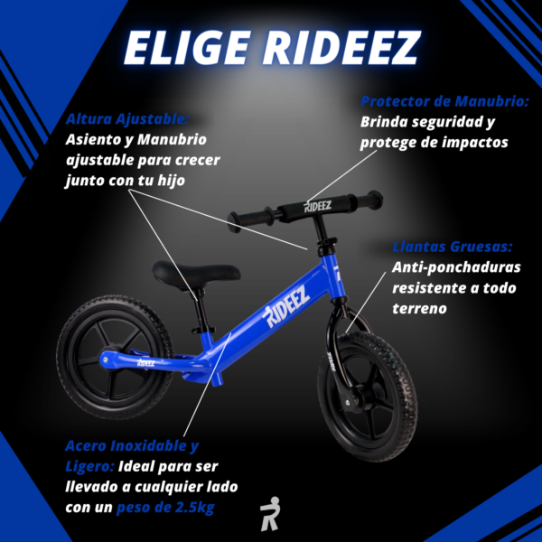 RZ002 | Rideez Bicicleta de Equilibrio Bici de Balance Sin Pedal para Niño Niña 2-5 años - Azul - Image 4