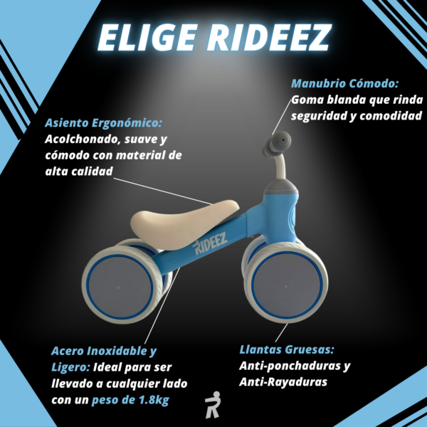 RZ001 | Rideez Bici de Equilibrio Bicicleta de Balance sin pedales para Niño o Niña - Azul - Image 4