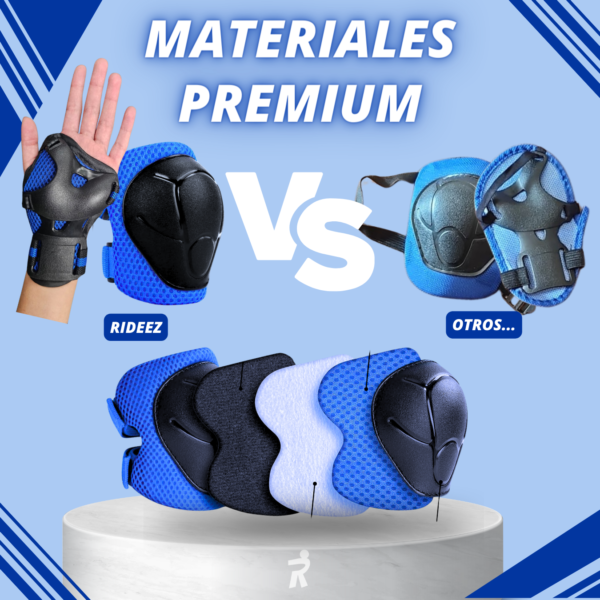 Rideez | Kit De Protección Bicicleta de Equilibrio y Patines para Niño Niña Rodilleras + Coderas + Muñequeras - Azul - Image 6